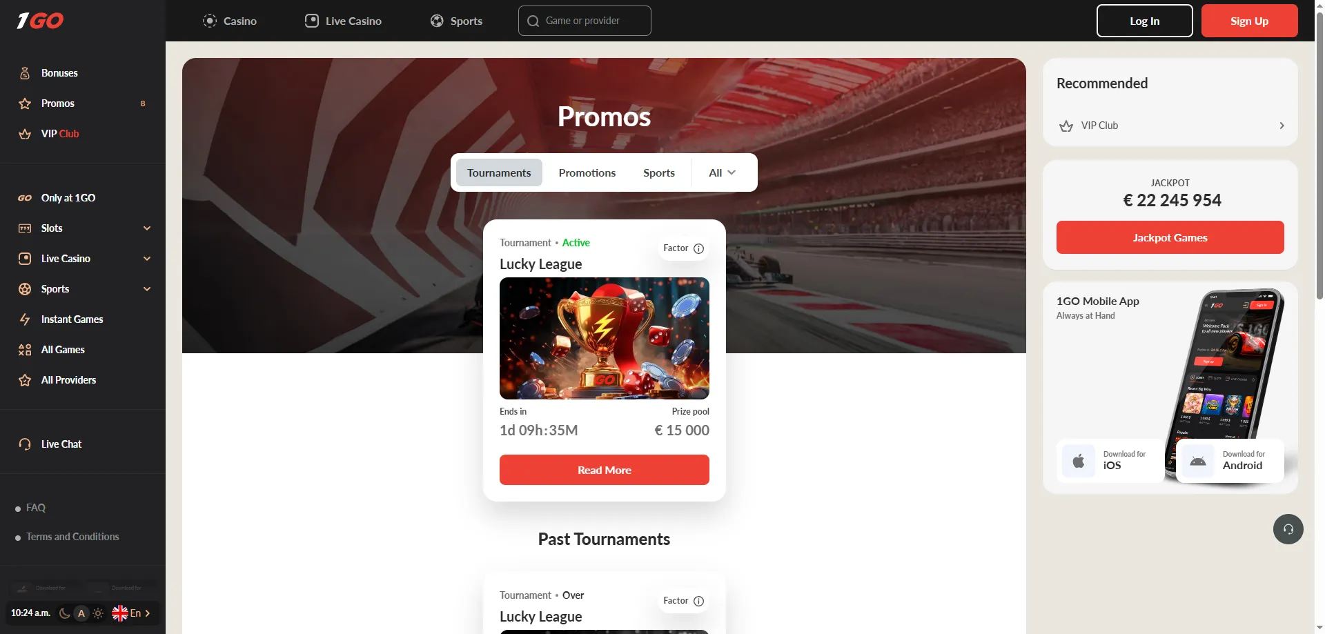 1GO Casino bonus offers — cashback, free spins, and reload deals